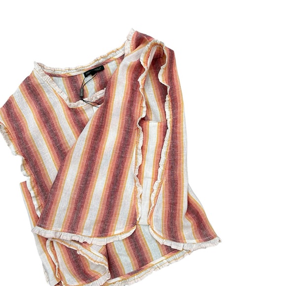 For Cynthia Striped Linen Sleeveless Top - Picture 6 of 9